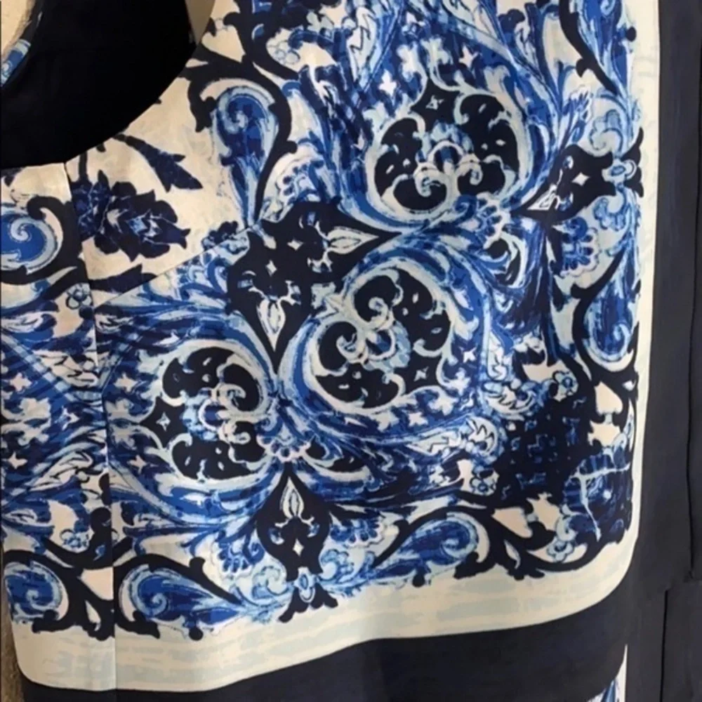 Michael Kors blue printed framed popover dress C.C18